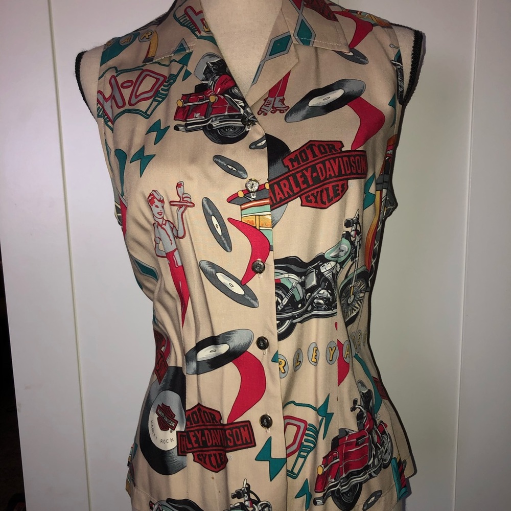 Harley-Davidson retro print shirt / blouse